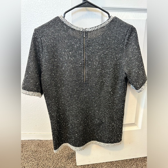 CAbi Textured Knit Grey Tee-Size M - Picture 2 of 3